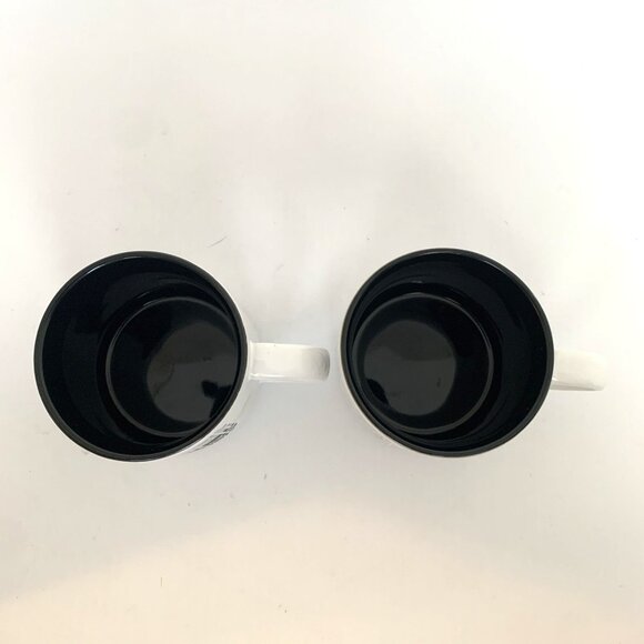 Two Frank Lloyd Wright Foundation Demitasse Coffee Cups 4oz Black White Geo MCM - Picture 5 of 11